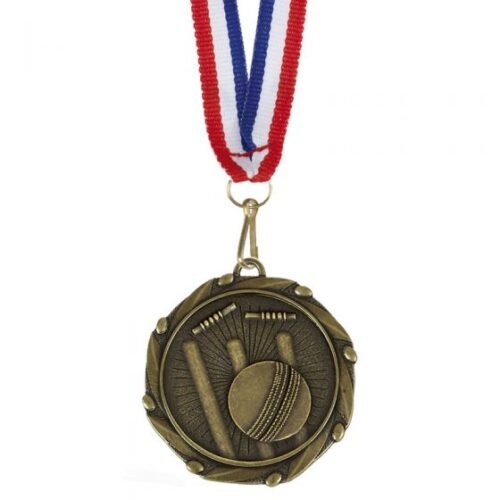 CRICKET COMBO MEDAL WITH SLIM RIBBON