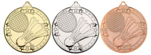 BADMINTON MEDALS GOLD, SILVER, BRONZE