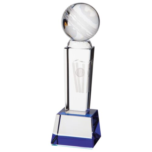 TRIBUTE GLASS CRICKET TROPHY. 